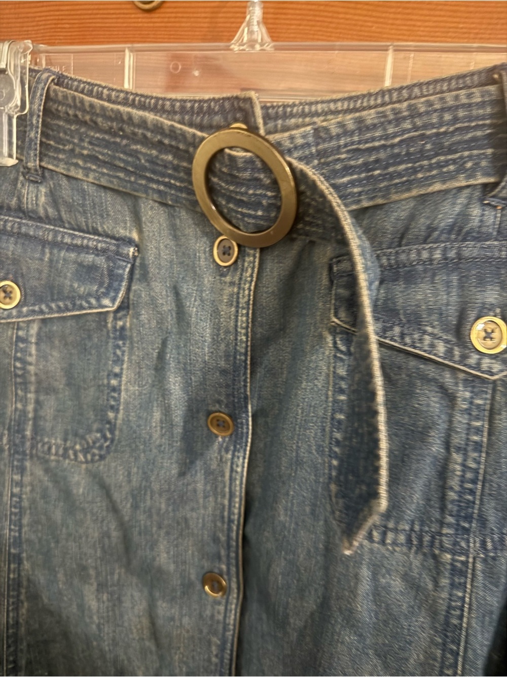 Jones New York Dark Blue Denim A-Line Skirt with Belt - Picture 3 of 7